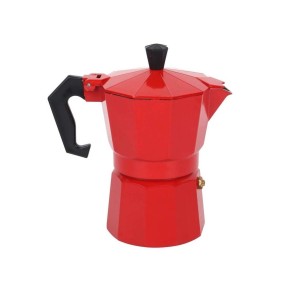 CAFETEIRA ITALIANA ALUMÍNIO 3 XÍCARAS VERMELHA